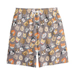 Cute Dog Emoji Pattern Print Cotton Shorts