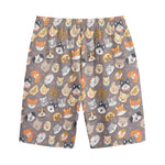 Cute Dog Emoji Pattern Print Cotton Shorts