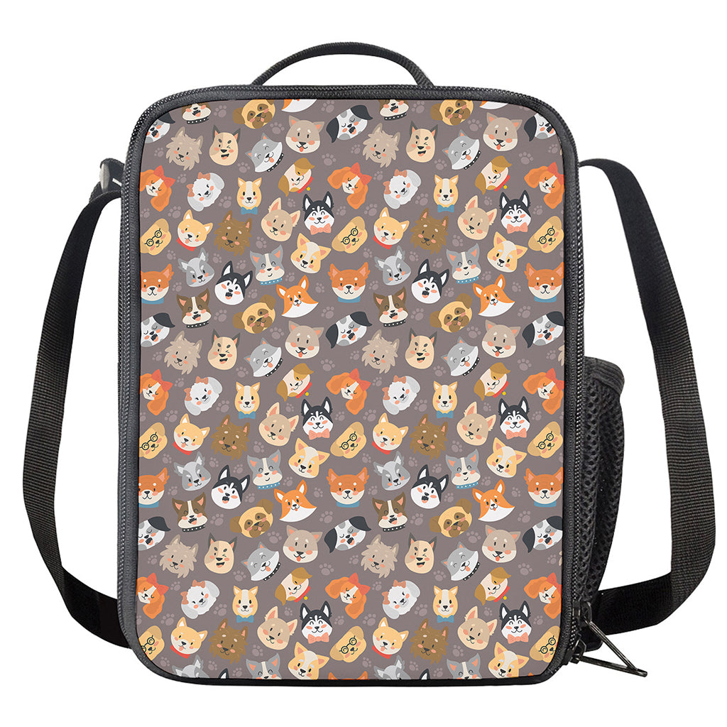 Cute Dog Emoji Pattern Print Crossbody Lunch Bag