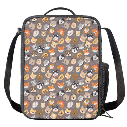 Cute Dog Emoji Pattern Print Crossbody Lunch Bag
