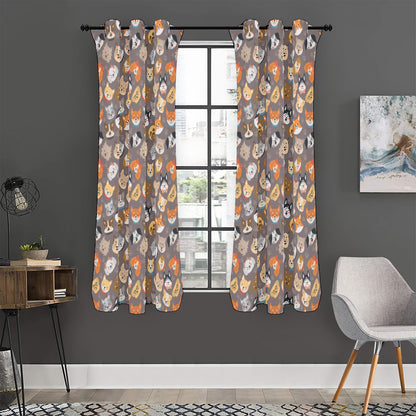 Cute Dog Emoji Pattern Print Curtain