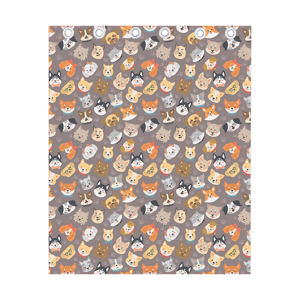Cute Dog Emoji Pattern Print Curtain