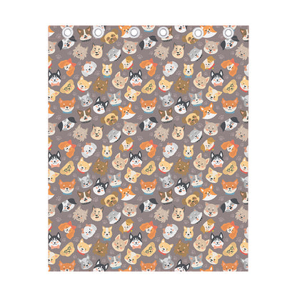 Cute Dog Emoji Pattern Print Curtain