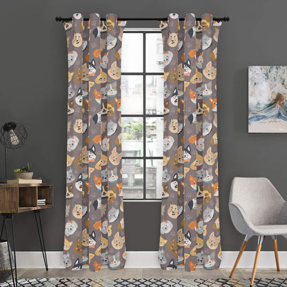 Cute Dog Emoji Pattern Print Curtain