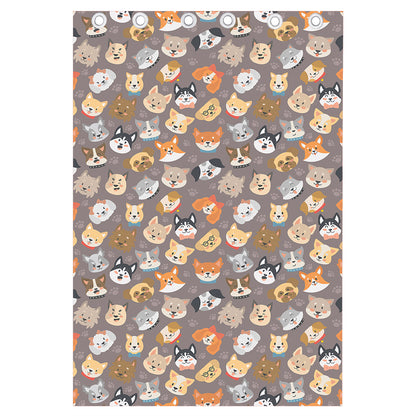 Cute Dog Emoji Pattern Print Curtain