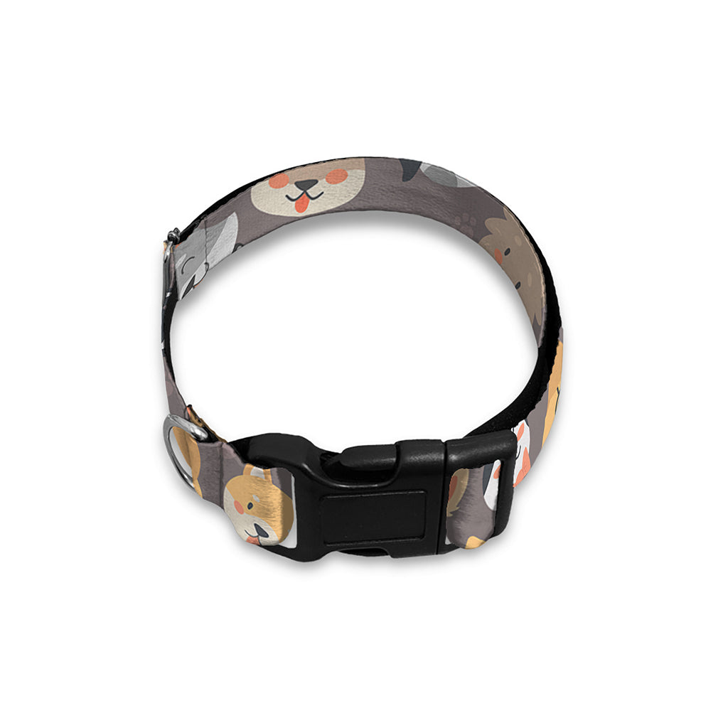 Cute Dog Emoji Pattern Print Dog Collar