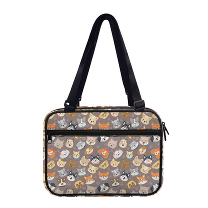 Cute Dog Emoji Pattern Print Double Strap Bible Bag