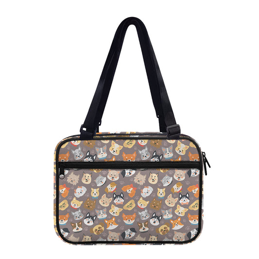 Cute Dog Emoji Pattern Print Double Strap Bible Bag