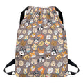 Cute Dog Emoji Pattern Print Drawstring Backpack