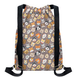Cute Dog Emoji Pattern Print Drawstring Backpack