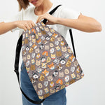 Cute Dog Emoji Pattern Print Drawstring Backpack