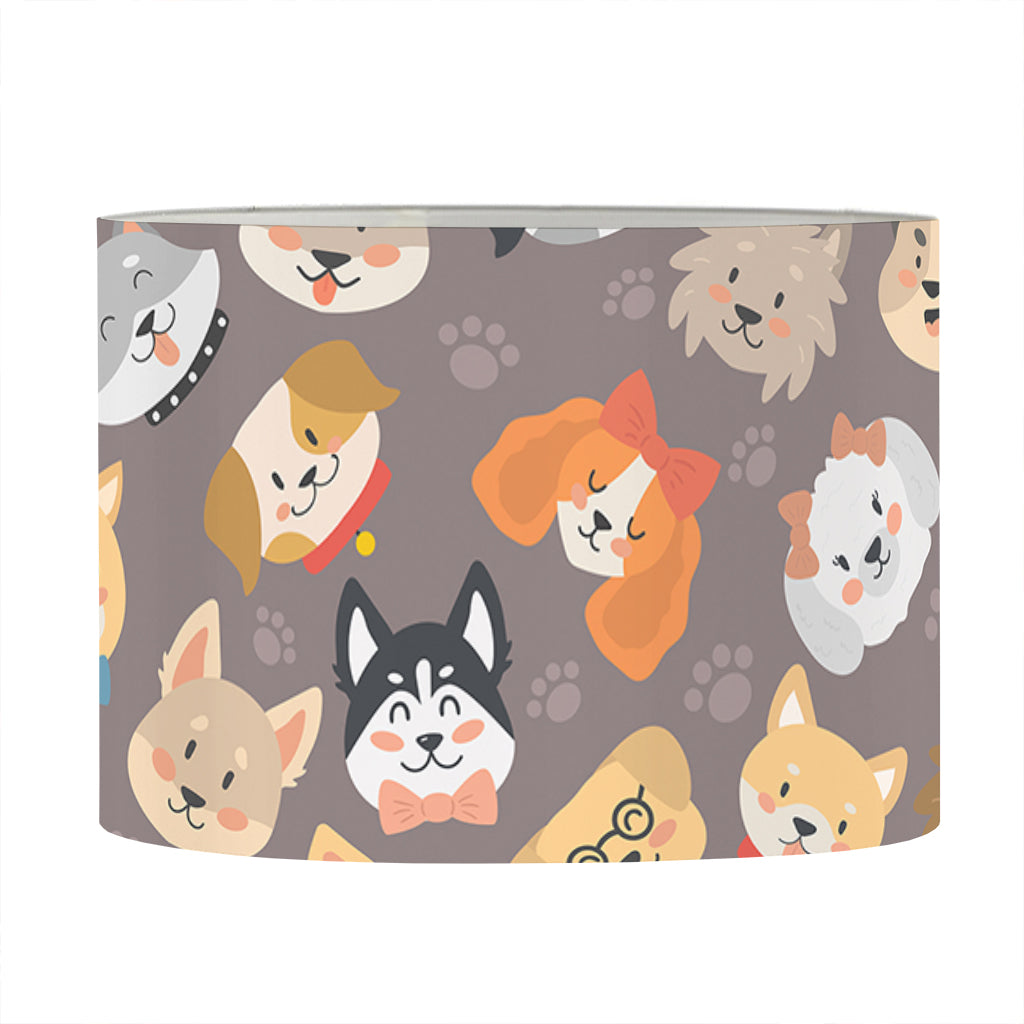 Cute Dog Emoji Pattern Print Drum Lamp Shade
