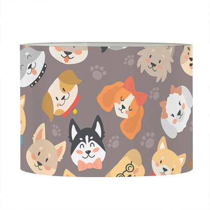 Cute Dog Emoji Pattern Print Drum Lamp Shade