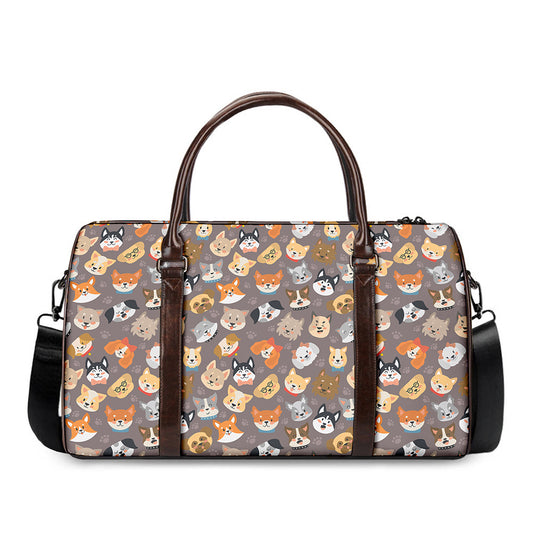 Cute Dog Emoji Pattern Print Duffle Bag