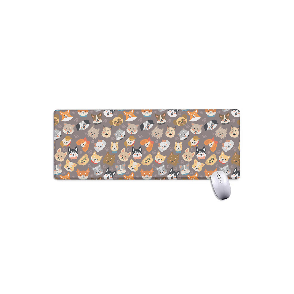 Cute Dog Emoji Pattern Print Extended Mouse Pad