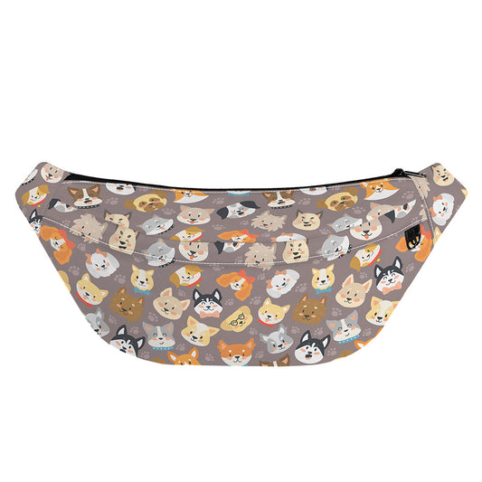 Cute Dog Emoji Pattern Print Fanny Pack