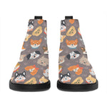 Cute Dog Emoji Pattern Print Flat Ankle Boots