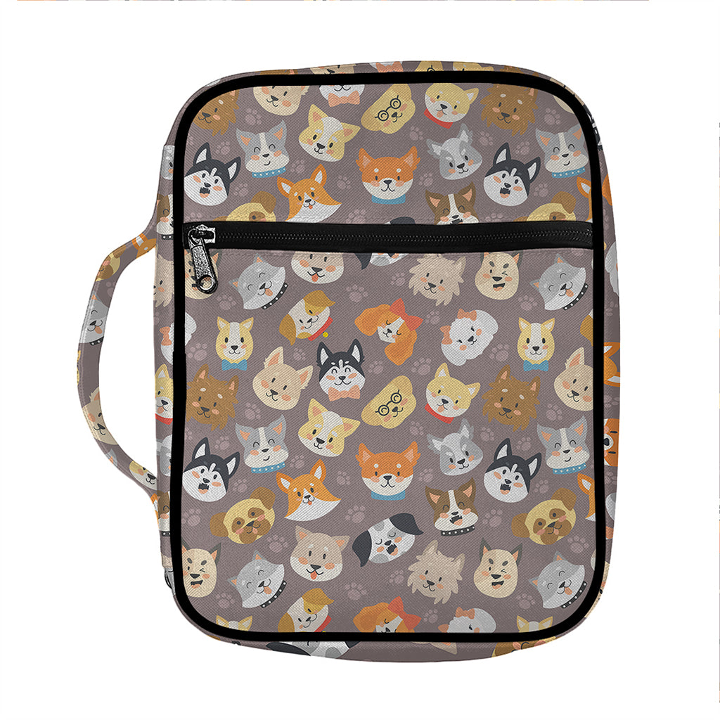Cute Dog Emoji Pattern Print Front Pocket Bible Bag