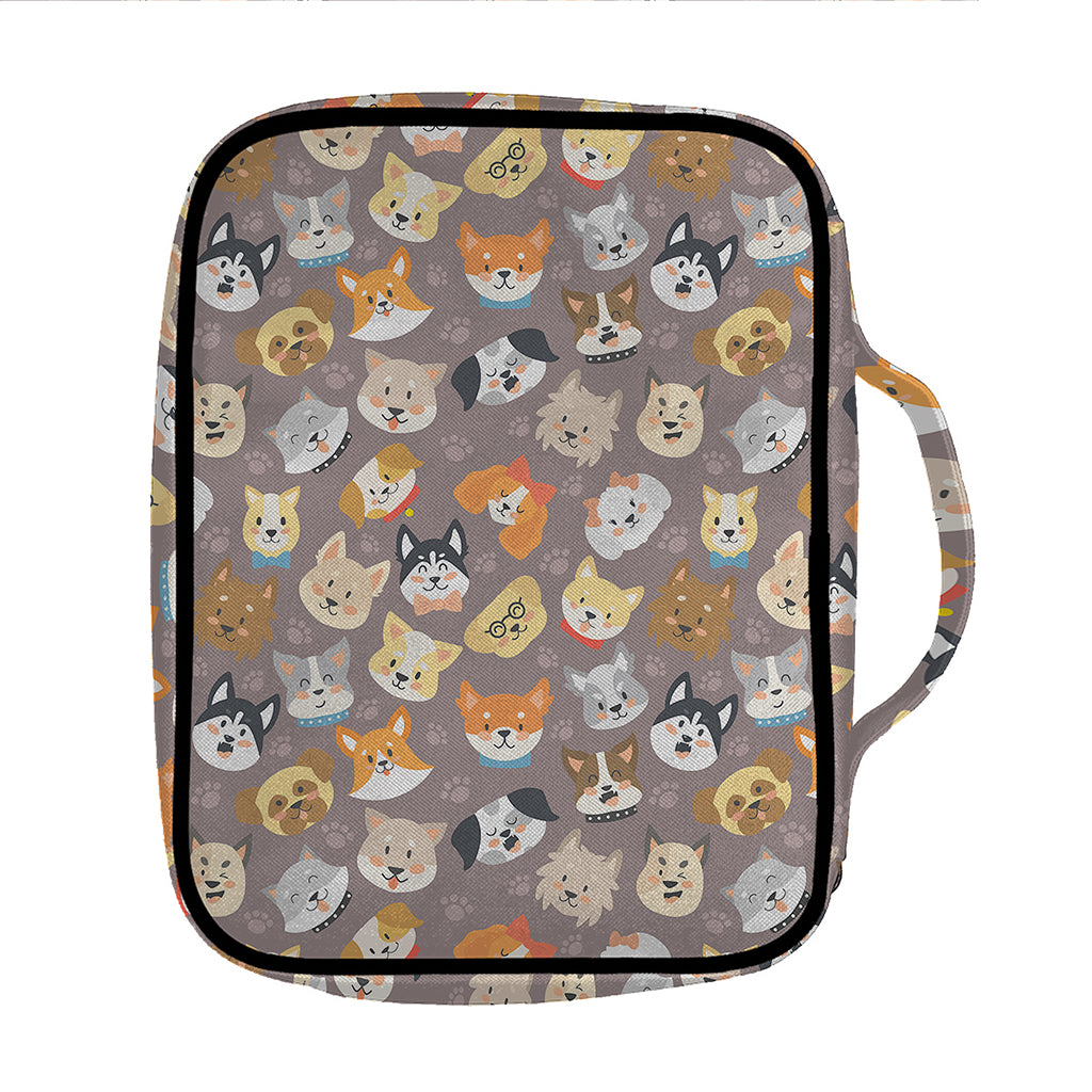 Cute Dog Emoji Pattern Print Front Pocket Bible Bag
