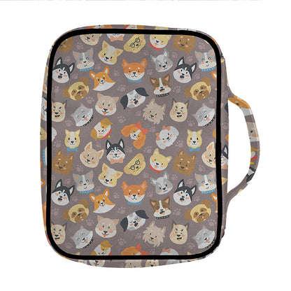 Cute Dog Emoji Pattern Print Front Pocket Bible Bag