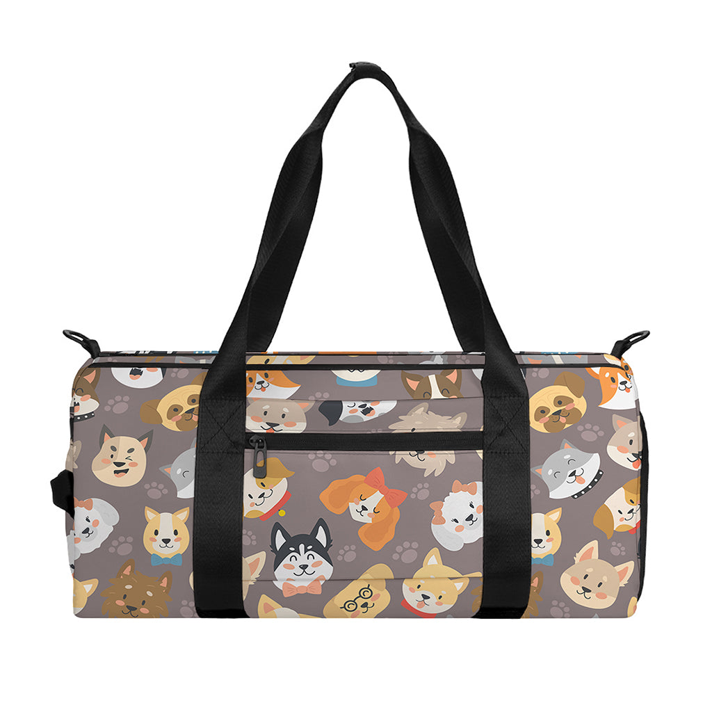 Cute Dog Emoji Pattern Print Gym Bag