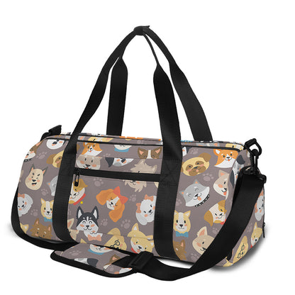 Cute Dog Emoji Pattern Print Gym Bag