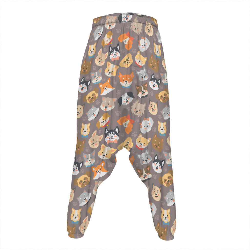Cute Dog Emoji Pattern Print Hammer Pants