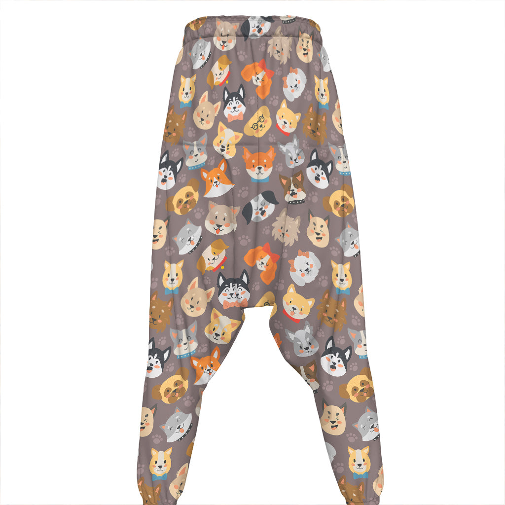 Cute Dog Emoji Pattern Print Hammer Pants