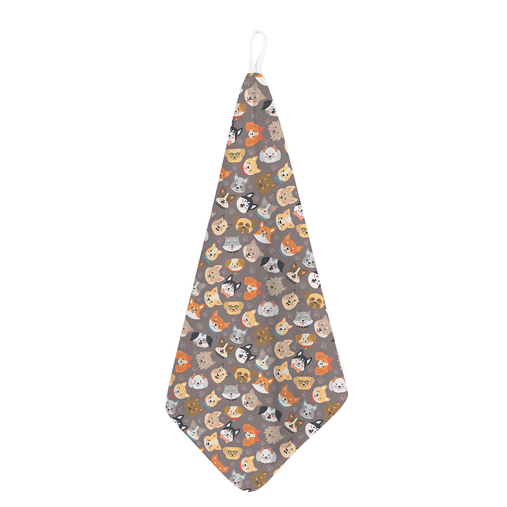 Cute Dog Emoji Pattern Print Hand Towel