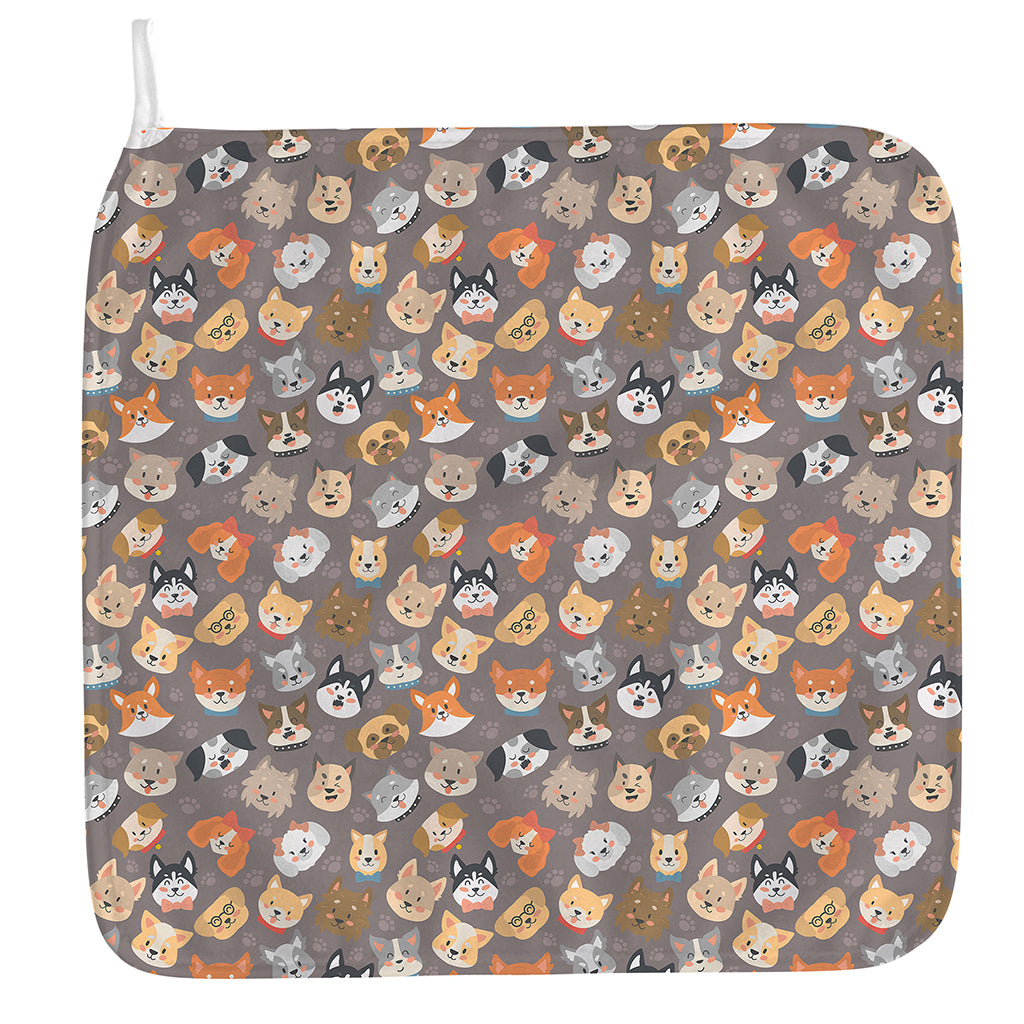 Cute Dog Emoji Pattern Print Hand Towel