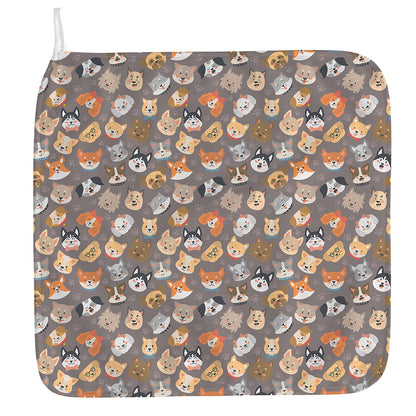 Cute Dog Emoji Pattern Print Hand Towel
