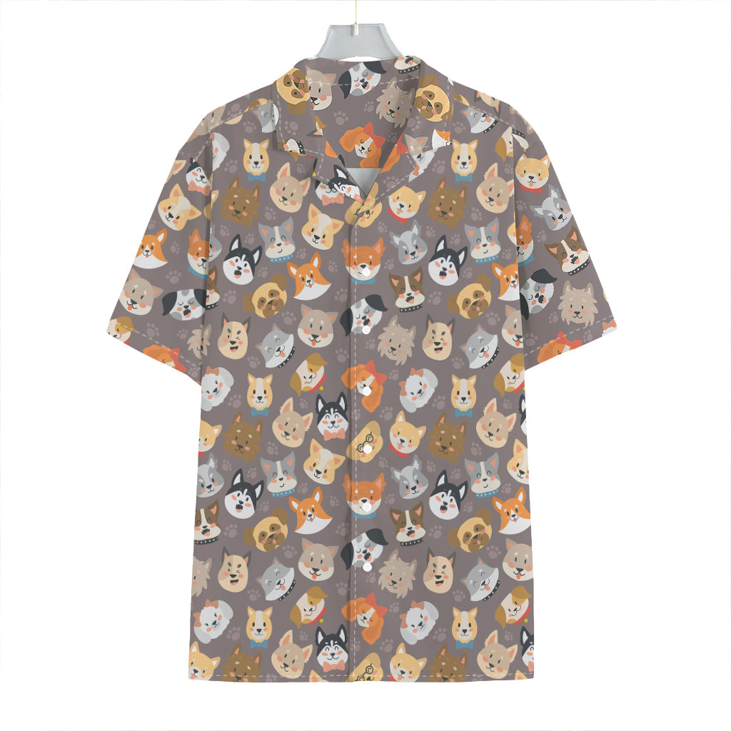 Cute Dog Emoji Pattern Print Hawaiian Shirt