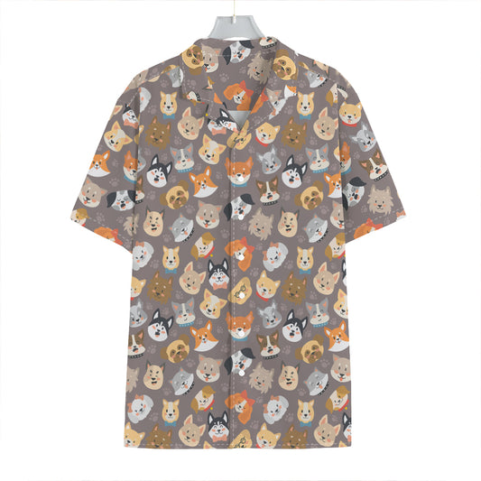 Cute Dog Emoji Pattern Print Hawaiian Shirt