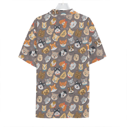 Cute Dog Emoji Pattern Print Hawaiian Shirt