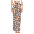 Cute Dog Emoji Pattern Print High Slit Maxi Skirt