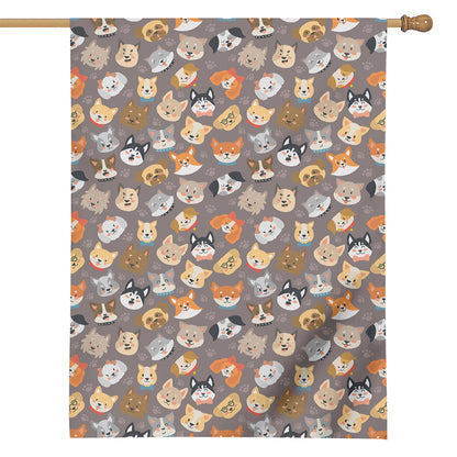 Cute Dog Emoji Pattern Print House Flag