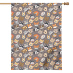Cute Dog Emoji Pattern Print House Flag