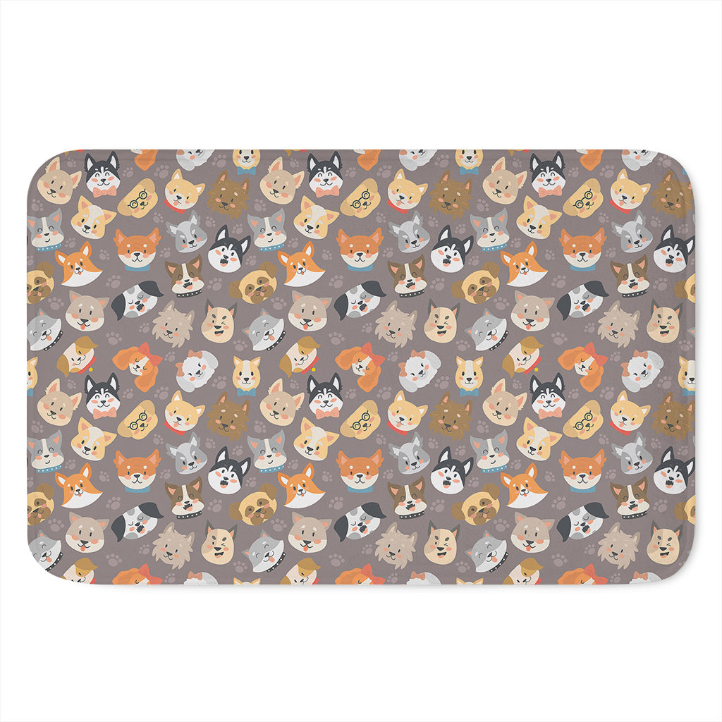 Cute Dog Emoji Pattern Print Indoor Door Mat