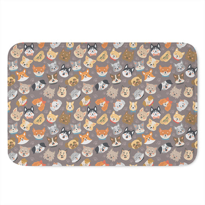 Cute Dog Emoji Pattern Print Indoor Door Mat