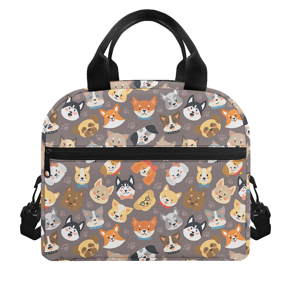 Cute Dog Emoji Pattern Print Insulated Lunch Bag