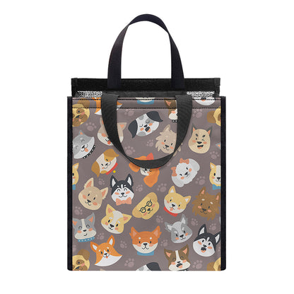 Cute Dog Emoji Pattern Print Insulated Lunch Tote