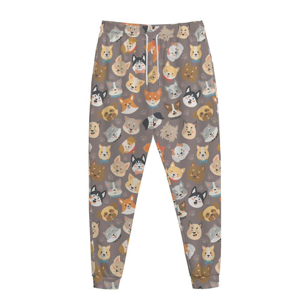 Cute Dog Emoji Pattern Print Jogger Pants