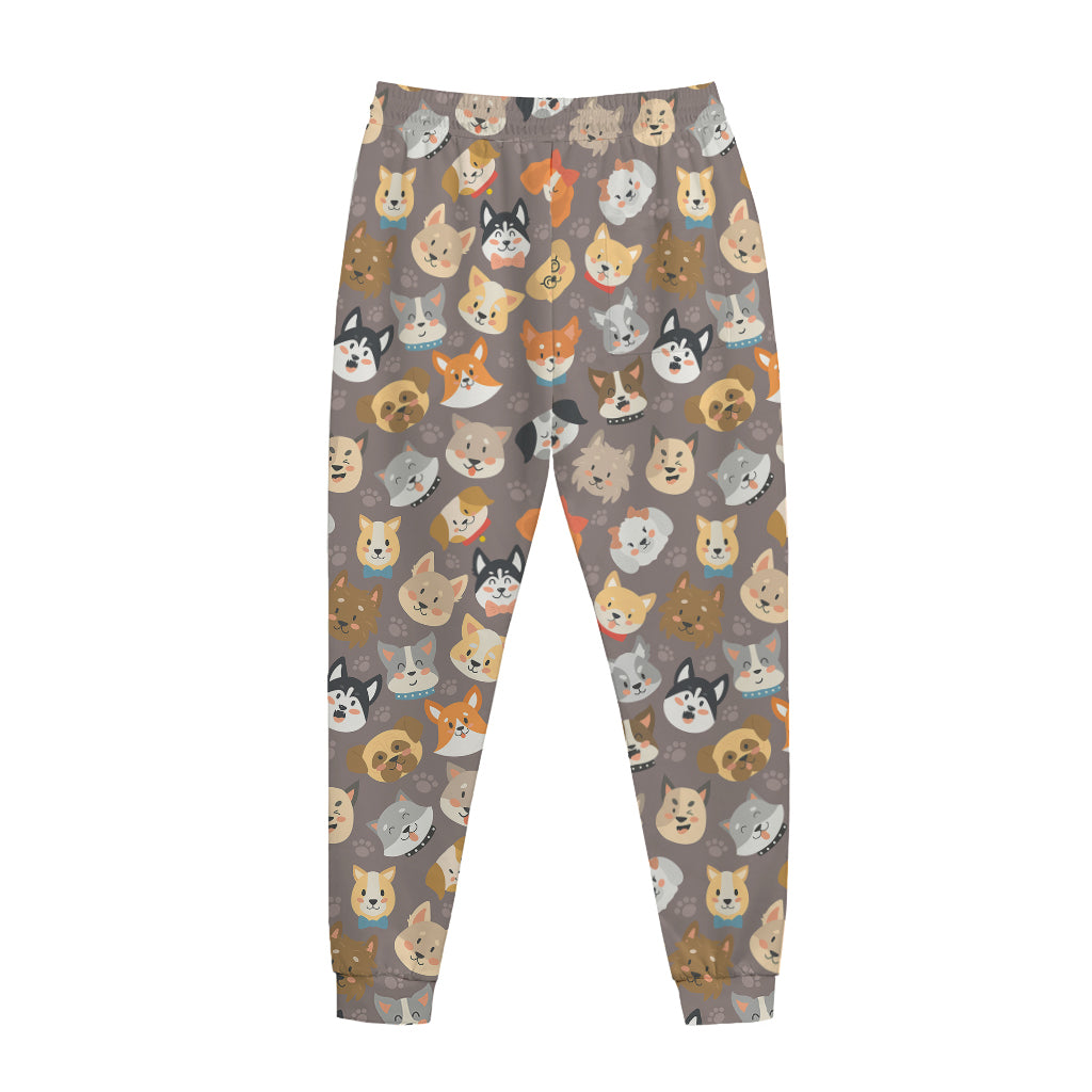 Cute Dog Emoji Pattern Print Jogger Pants