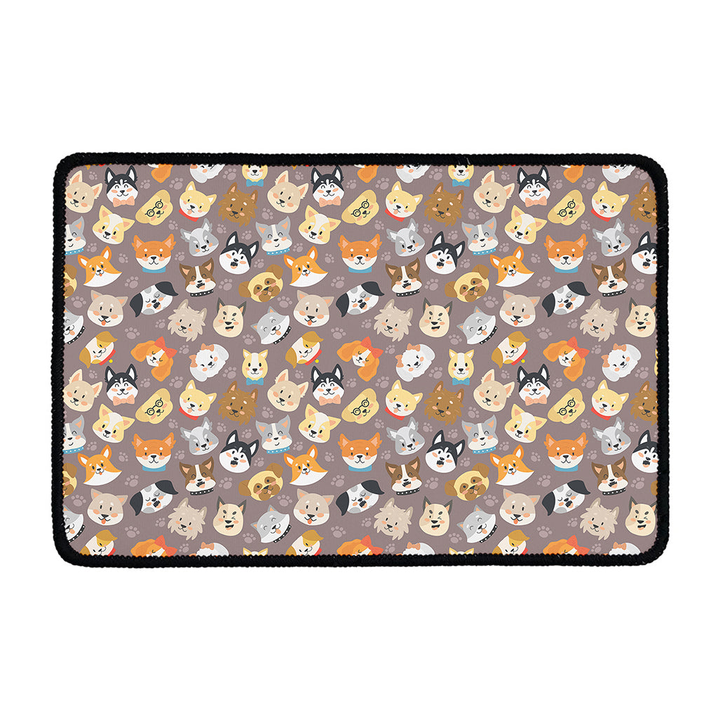 Cute Dog Emoji Pattern Print Kitchen Mat