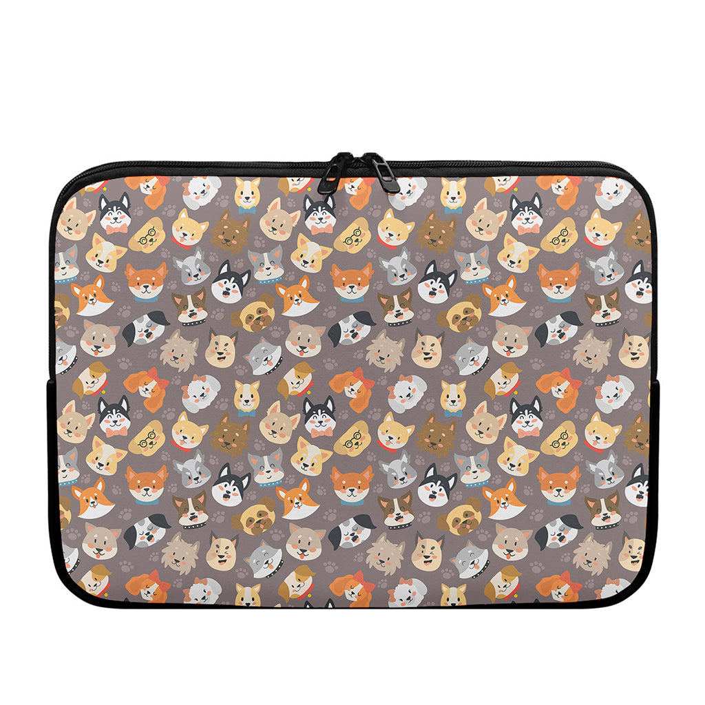 Cute Dog Emoji Pattern Print Laptop Sleeve