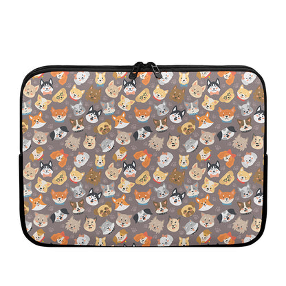 Cute Dog Emoji Pattern Print Laptop Sleeve
