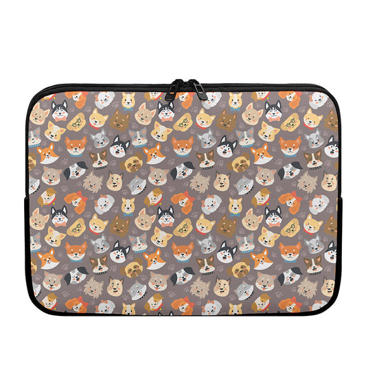 Cute Dog Emoji Pattern Print Laptop Sleeve
