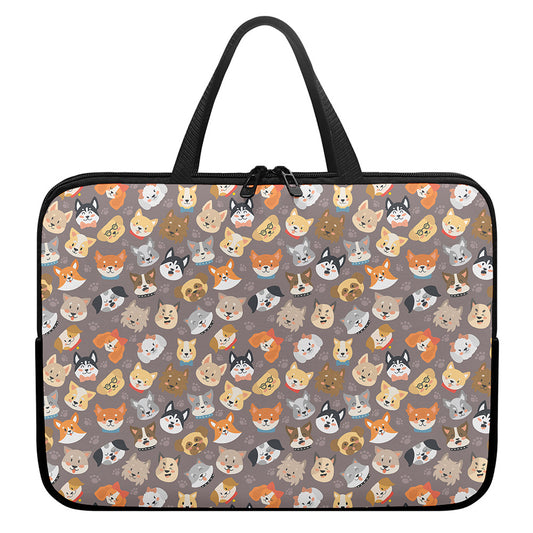 Cute Dog Emoji Pattern Print Laptop Sleeve With Handle