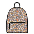 Cute Dog Emoji Pattern Print Leather Backpack