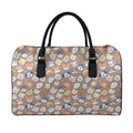 Cute Dog Emoji Pattern Print Leather Duffel Bag